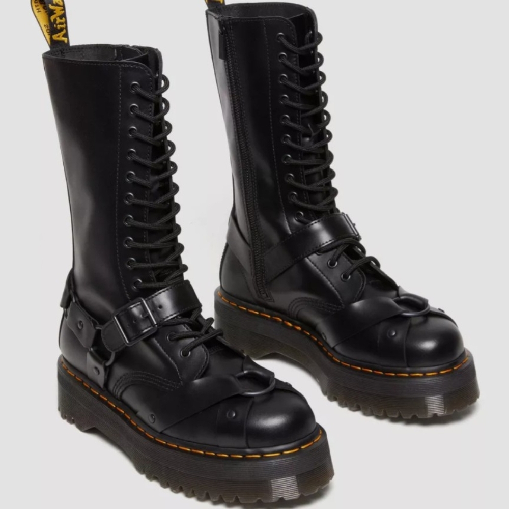 NIB 1914 Harness Leather Tall Lace Up Platform Boots